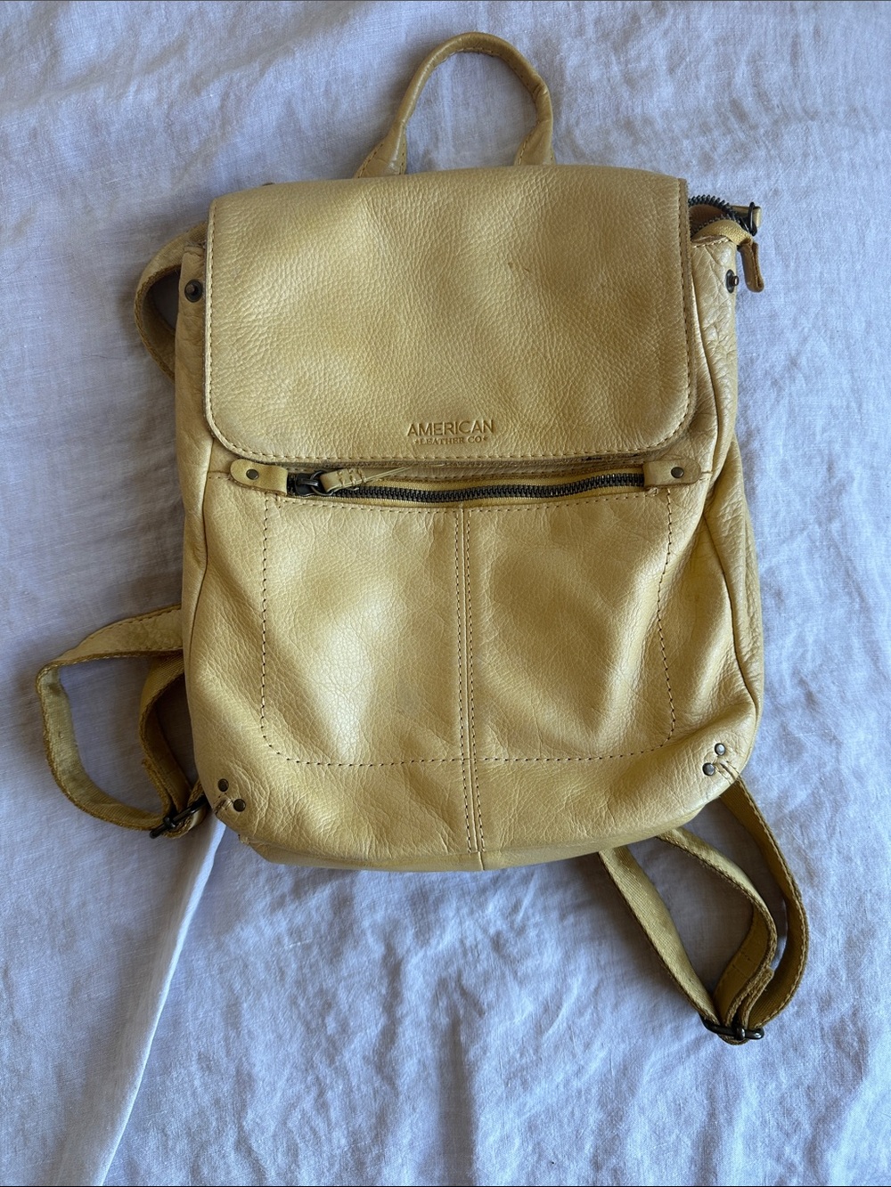 American Leather Co. Buttercup Yellow Leather Backpack  Women's Backpack